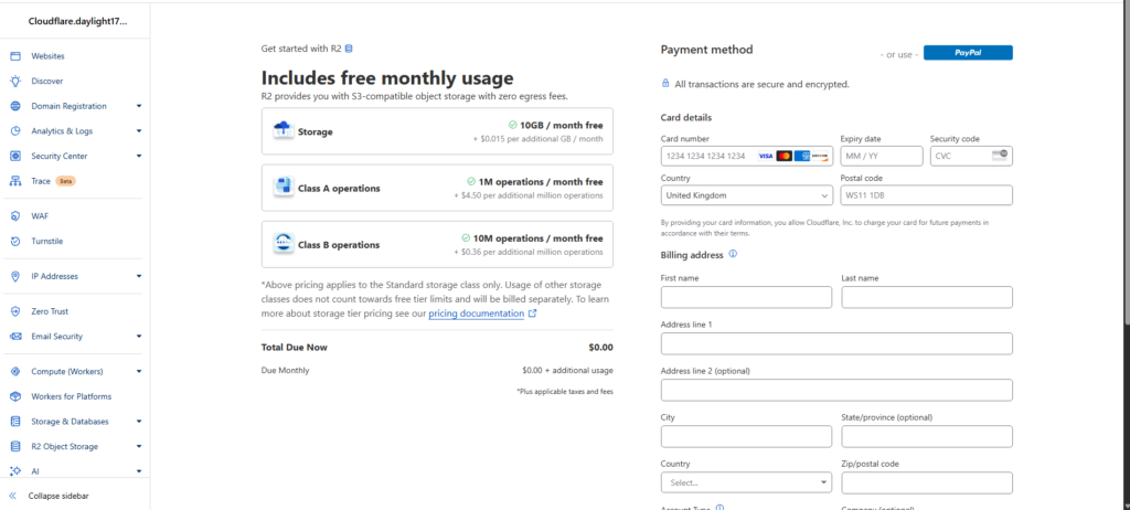 cloudflare payment details